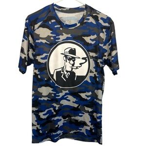 Dutch Bros VINTAGE Blue+Black Camo MEDIUM Jersey Material Dutch Mafia #2 DB RARE